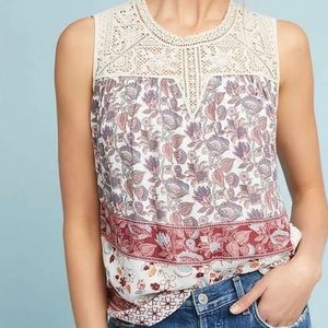 Maeve Sleeveless Shirt with Lace Detail